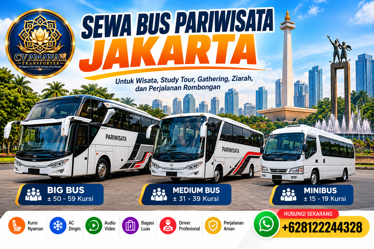Sewa Bus Pariwisata Jakarta Amanah Transporter