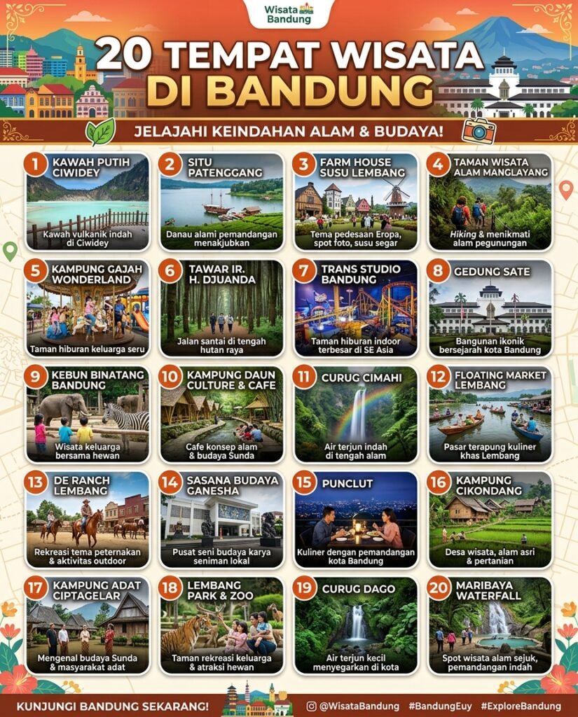 20 tempat wisata menarik di Bandung 