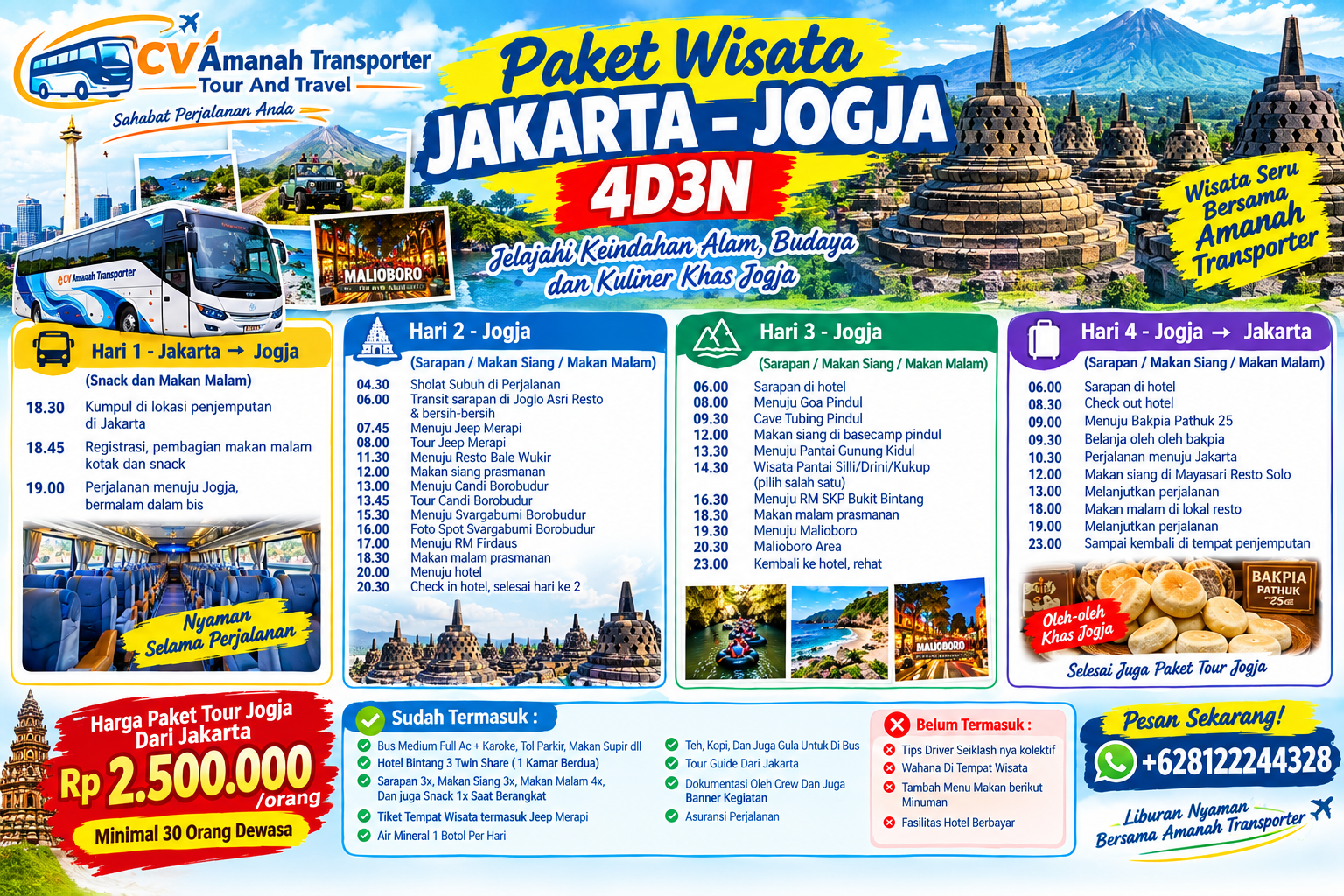 Paket Tour Jakarta Jogja 4D3N