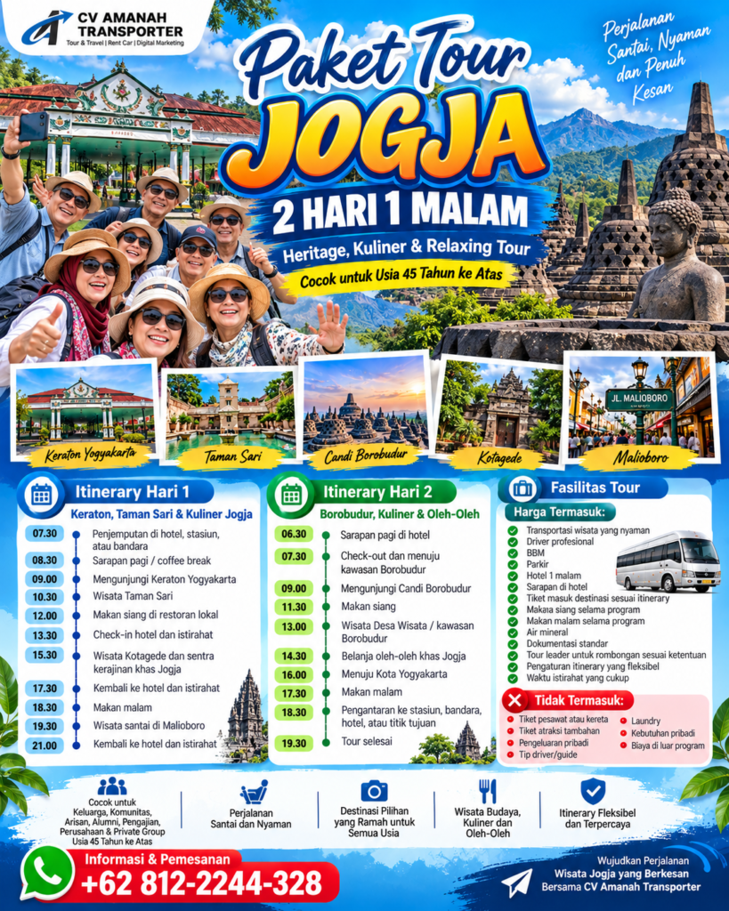 Paket Tour Jogja 2 Hari 1 Malam - CV Amanah Transporter