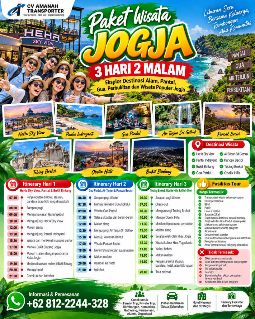 Paket Tour Jogja 3D2N - CV Amanah Transporter