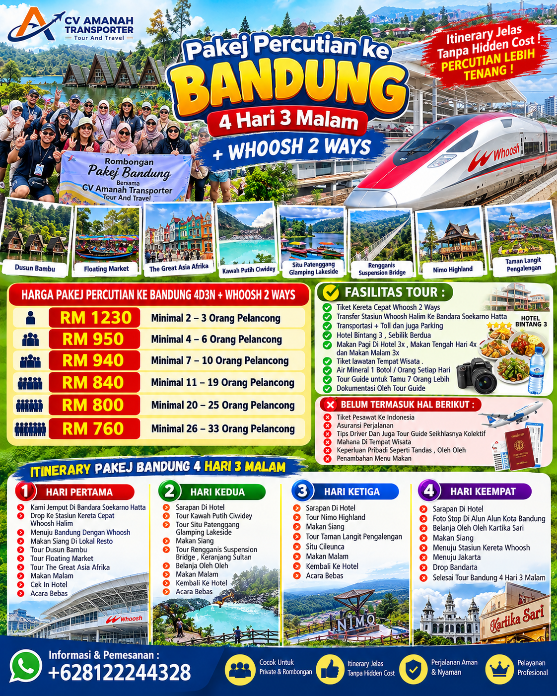 Harga Pakej Pelancongan Bandung 4D3N + Whoosh