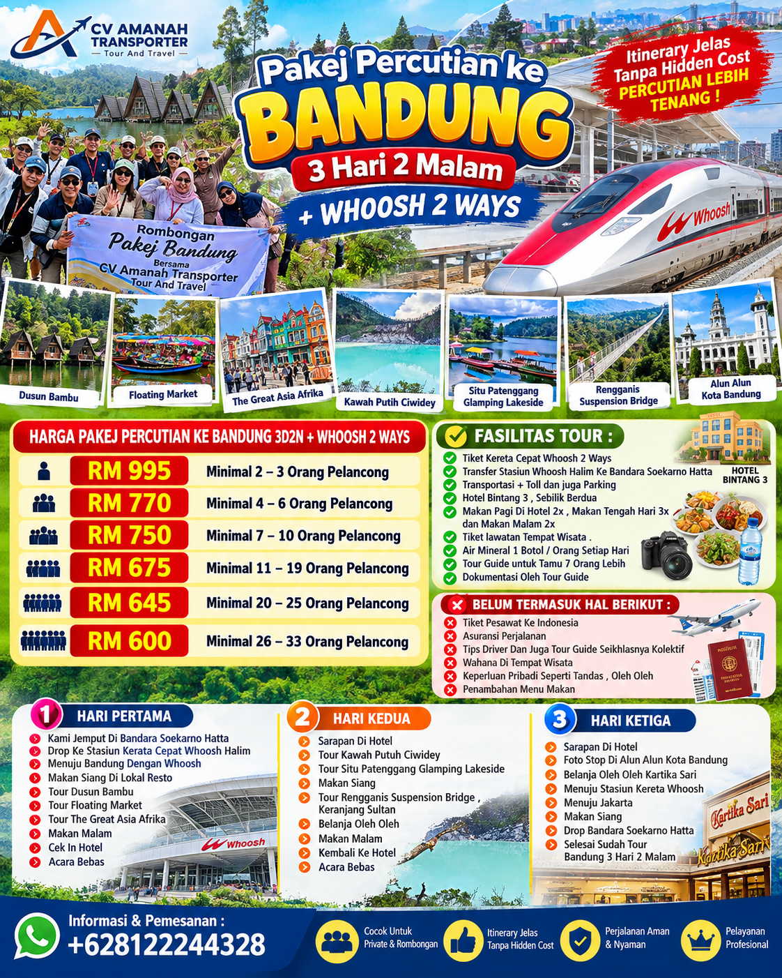 Pakej Bandung 3D2N + Whoosh 2 Ways